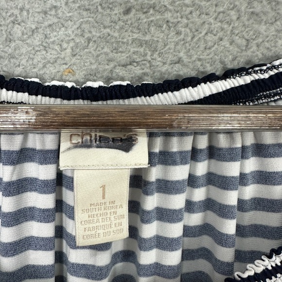 Chicos Striped Knit Tunic Top Womens 1 Medium Black White 1/4 Zip Comfort NWT - Picture 3 of 9